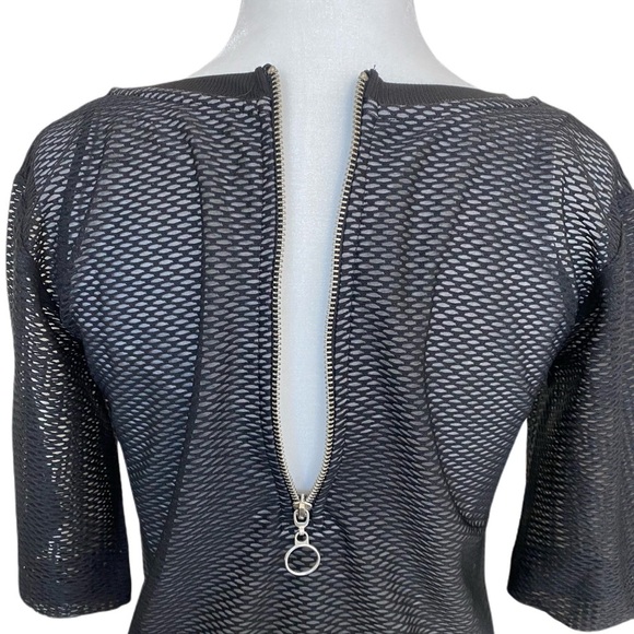 TOPSHOP Black Net Mesh V-Neck Mini Dress Size 2 - Picture 5 of 14